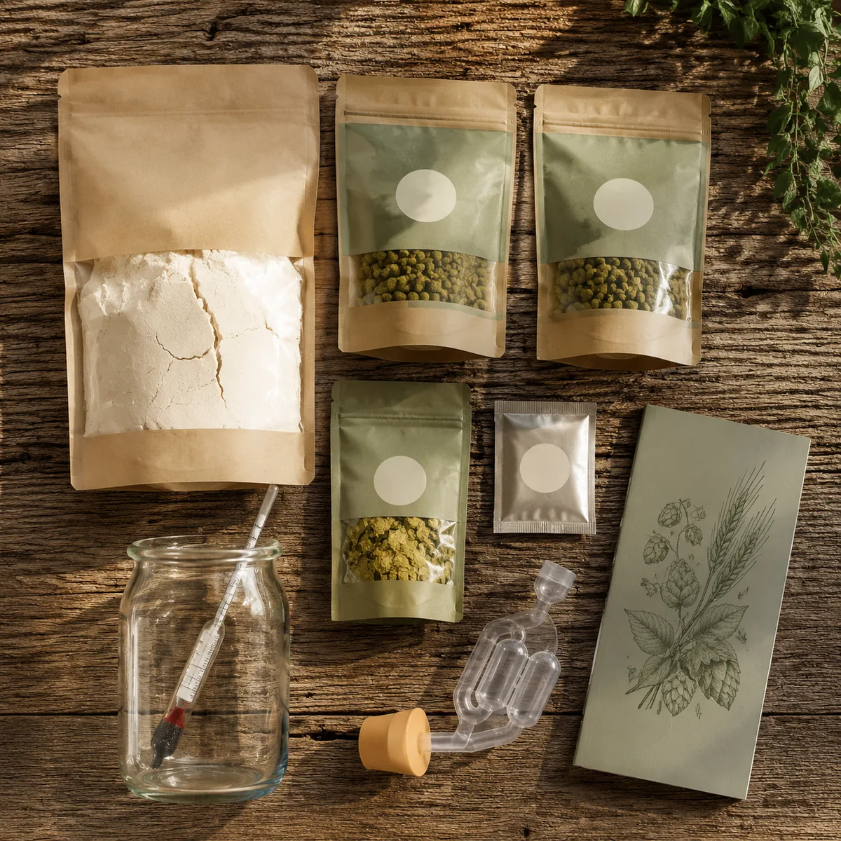 IPA Brewing Kit laid out for the camera